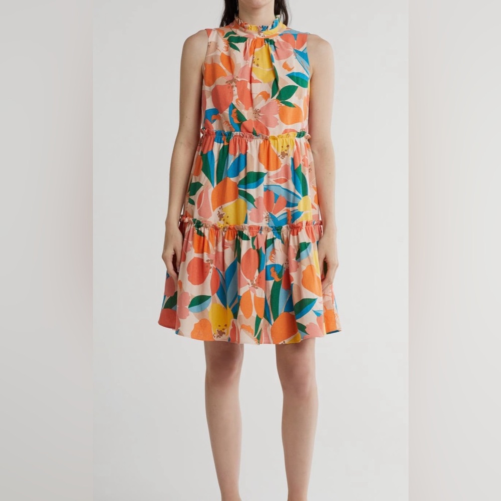 Vince Camuto Floral Linen Blend Dress